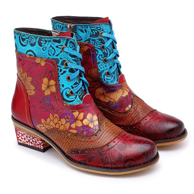 Retro Wind Leather Lace Boots